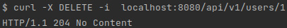 Figure 3.6 – A screenshot of the result of executing cURL to delete user 1 
