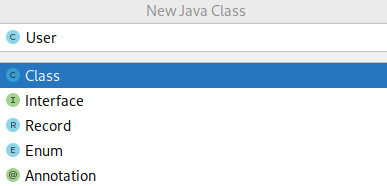 Figure 2.7 – A screenshot of the IntelliJ New Java Class dialog 