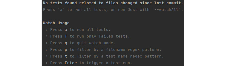 Figure 10.7 – A screenshot of the execution result of the npm test command 