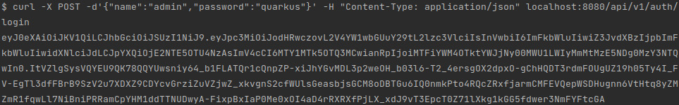 Figure 6.5 – A screenshot of the result of executing cURL to perform a valid login 