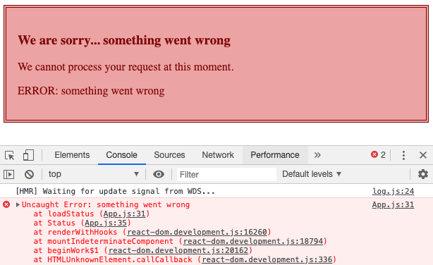 Fail: error boundary triggered