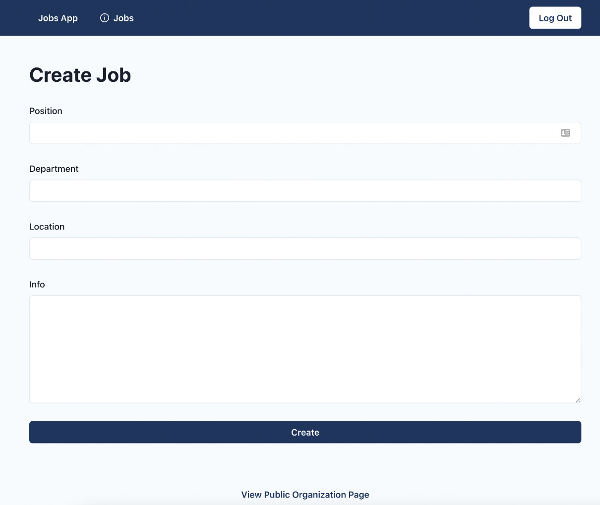 Figure 4.6 – The dashboard create job page 