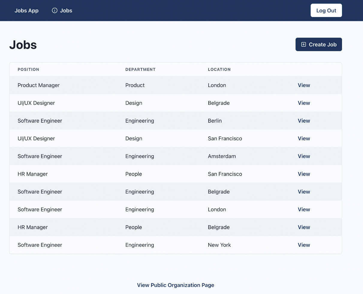 Figure 4.4 – The dashboard jobs page 
