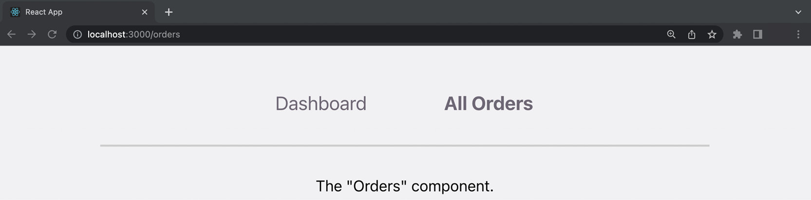 Figure 12.6: The highlighted All Orders navigation link appears bold 
