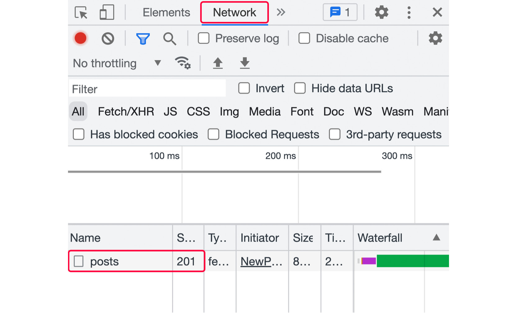 Figure 8.10: The network request is sent successfully 