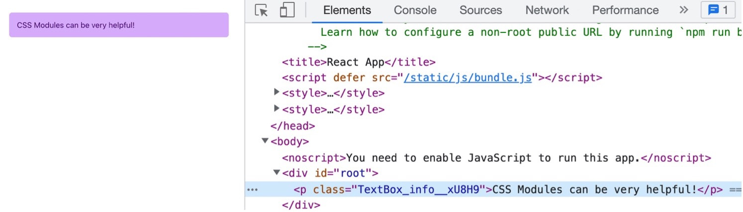 Figure 6.4: CSS class name transforms because of CSS Modules usage 