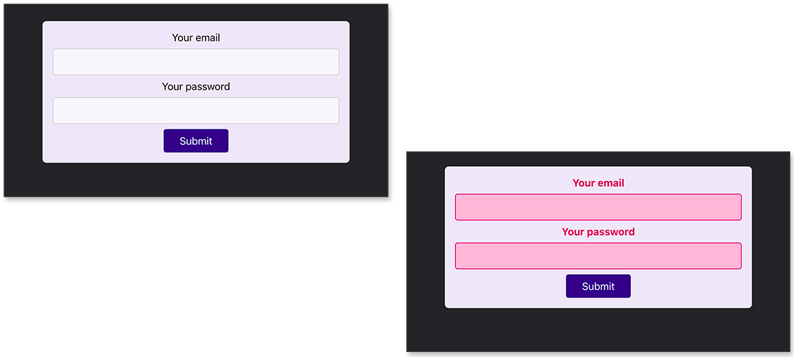 Figure 6.6: The final user interface with invalid input values highlighted in red 