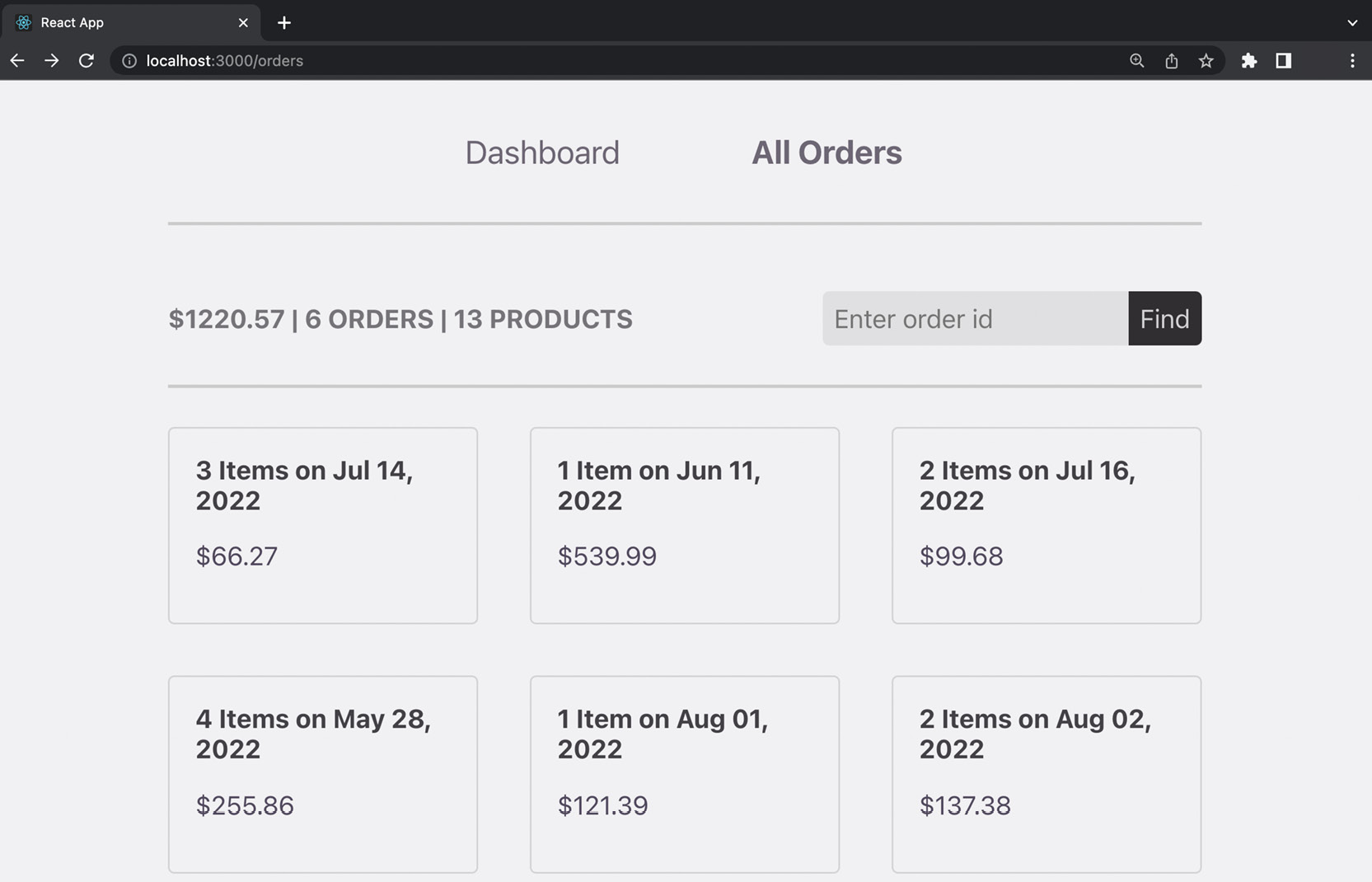 Figure 12.10: An input field that can be used to quickly load a specific order 