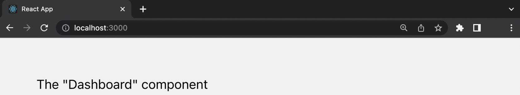Figure 12.1: The Dashboard component content is loaded for localhost:3000 