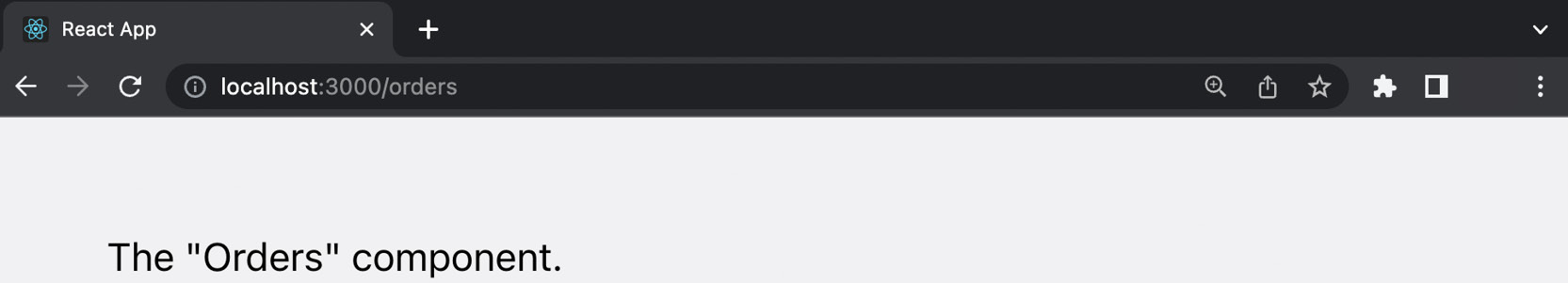 Figure 12.2: For /orders, the content of the Orders component is displayed 