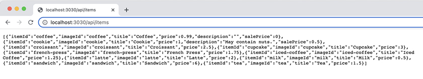Items in the browser