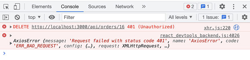 Unauthorized order deletion