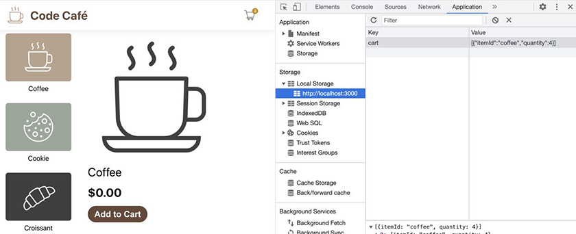 cart in local storage