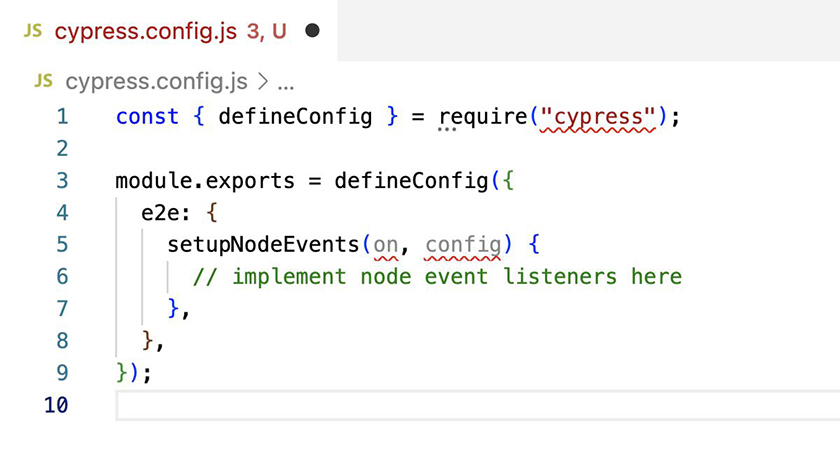 Lint errors in cypress.config.js