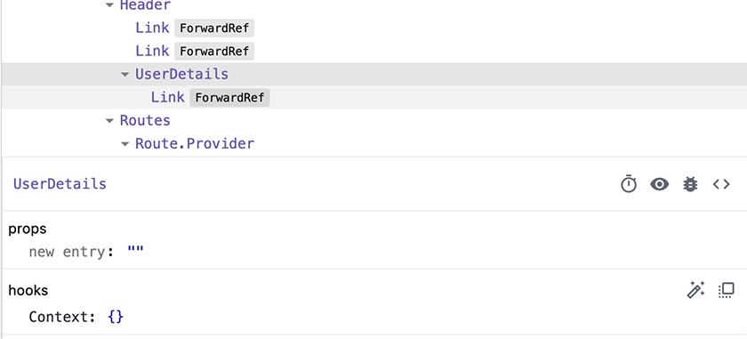 Context values in the DevTools
