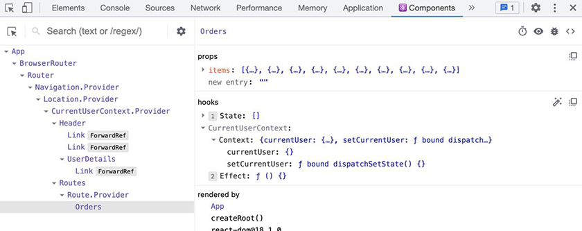 Context in the DevTools