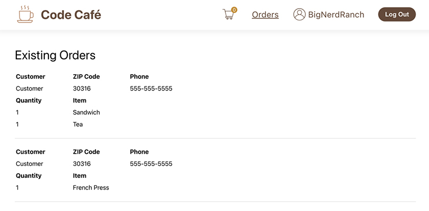 Viewing order details