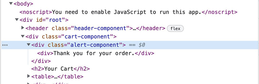 Element hierarchy in the DevTools
