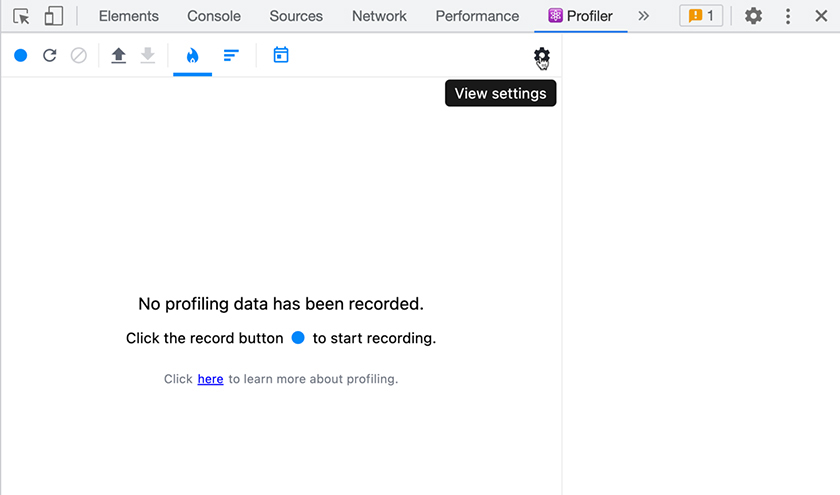 Opening the Profiler settings