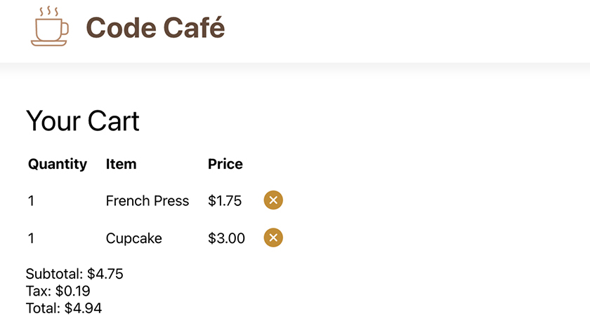 Displaying the total