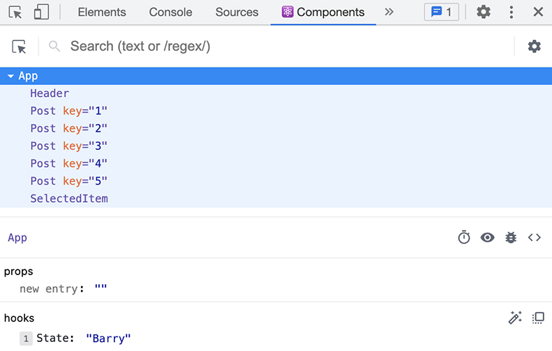 Viewing state in the React DevTools