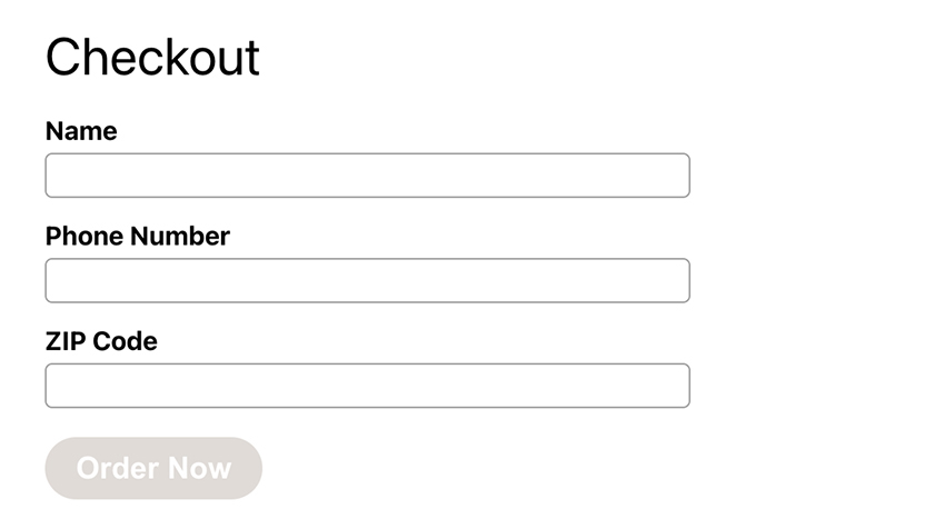 Disabled Order Now button