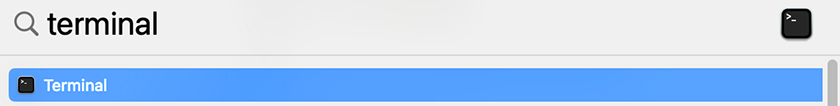 Finding the Terminal app on a Mac