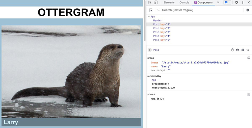 Editing the name prop in the DevTools