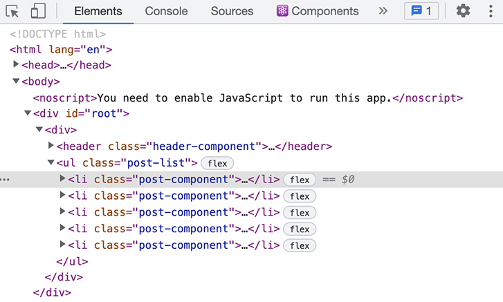 No keys in the Elements tab