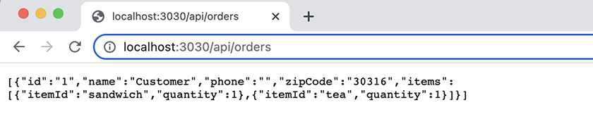 Viewing the list of orders