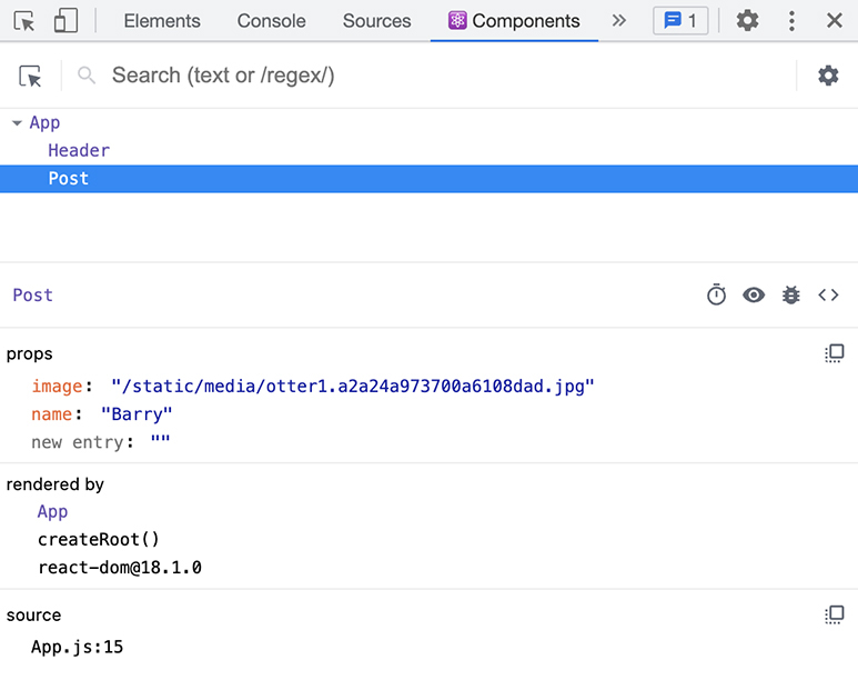 Viewing Post props in the DevTools