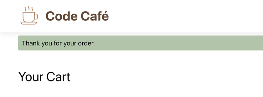 Success alert in the browser