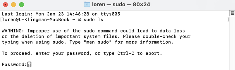 sudo warning