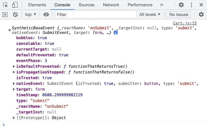 SyntheticBaseEvent in the console log