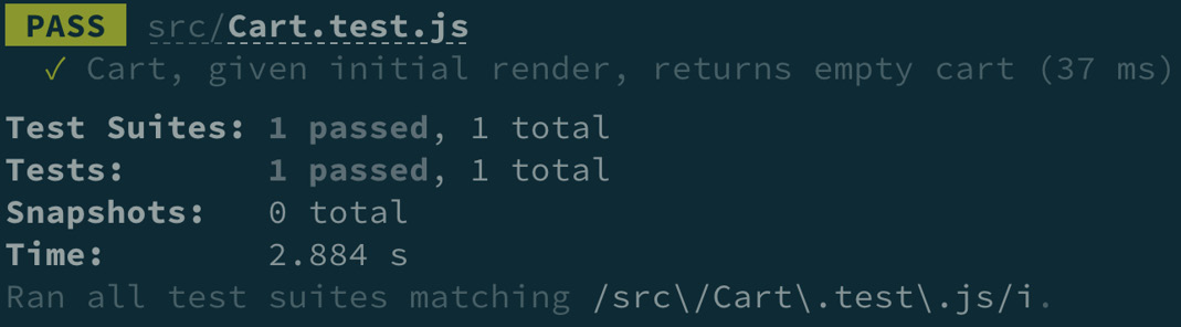 Figure 4.8 – Cart component test result 