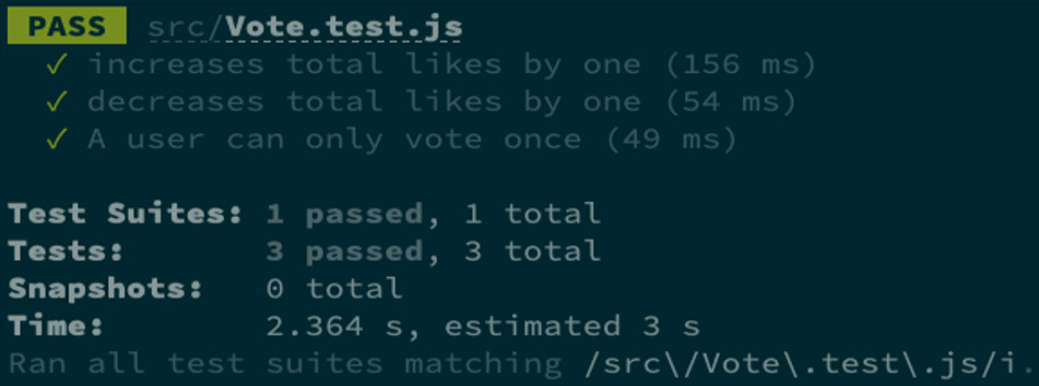 Figure 3.4 – Vote component test results 