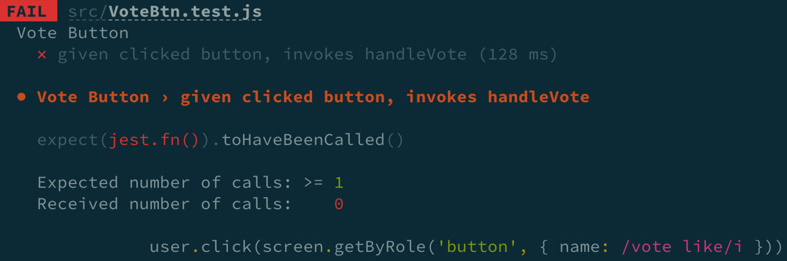 Figure 3.19 – TDD Vote Button test step 3 