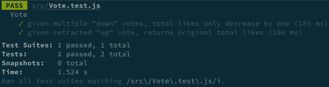 Figure 4.16 – Material-UI Vote test results 