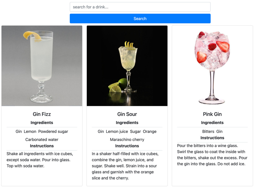 Figure 3.12 – Drink search results 