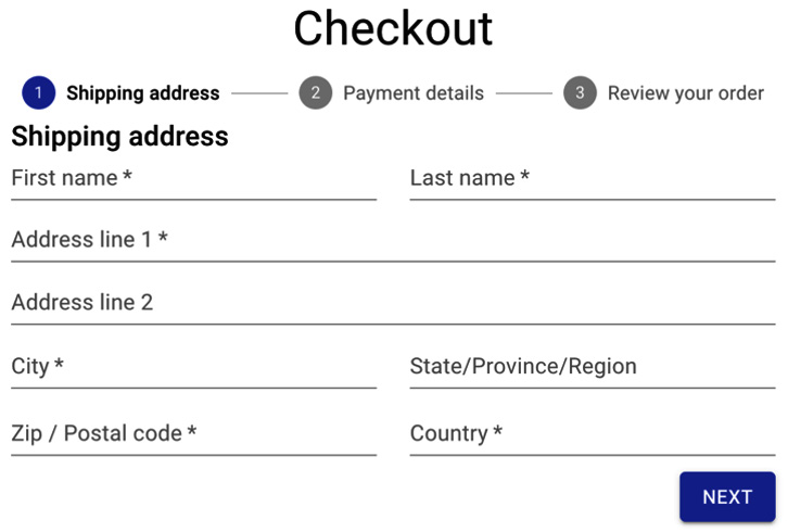 Figure 7.5 – Shipping address Checkout screen 
