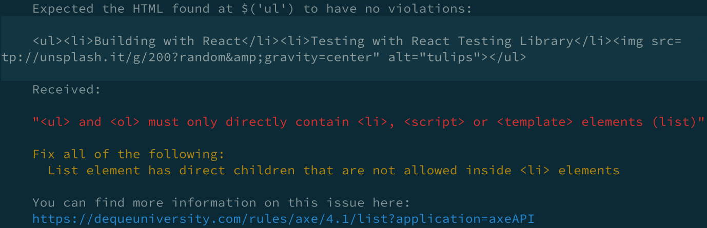 Figure 6.16 – Inaccessible list test results