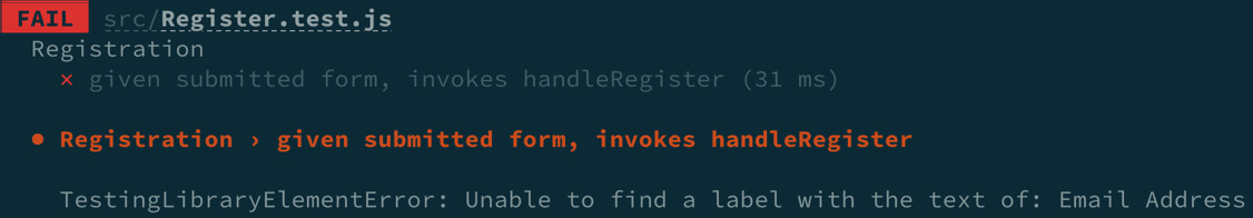 Figure 3.22 – TDD registration test step 1