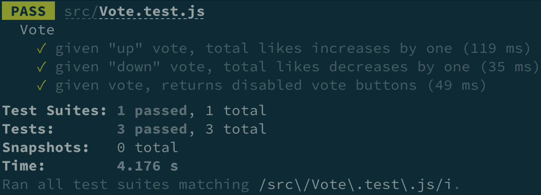 Figure 4.1 – Vote component test results 