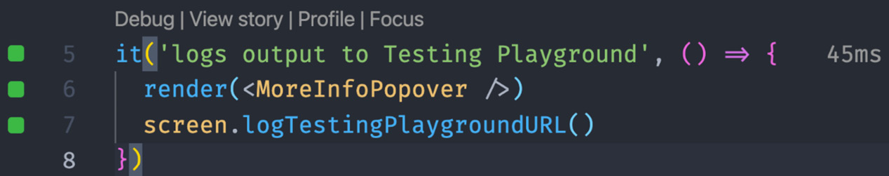 Figure 6.29 – Wallaby.js enhanced test output 