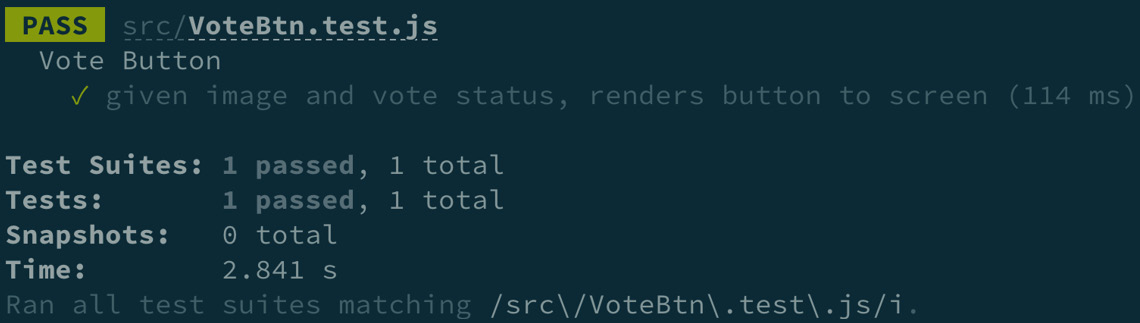 Figure 3.18 – TDD Vote Button test step 2 