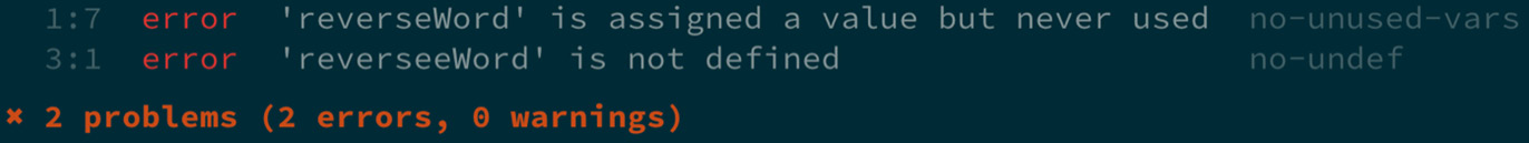Figure 6.2 – ESLint output 
