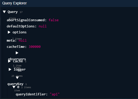 Figure 5.3 – React Query Devtools Query Details tab displaying Query Explorer