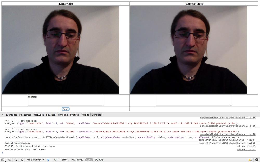 Using the data channel: Initiator’s side