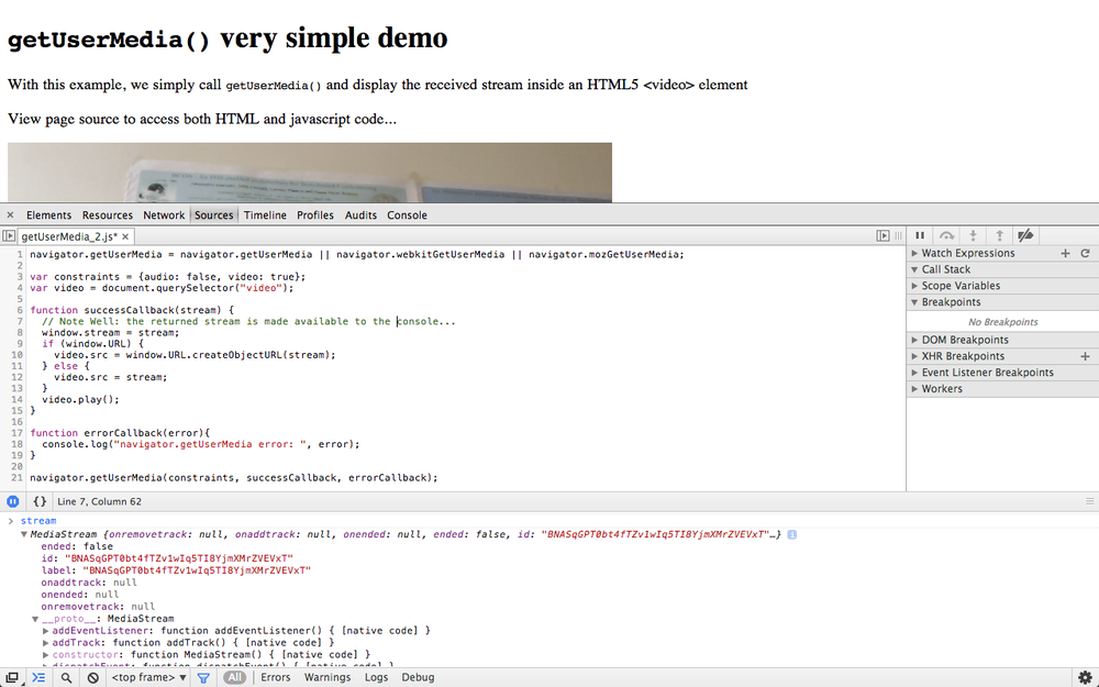 Inspecting a _MediaStream_ in Chrome’s console
