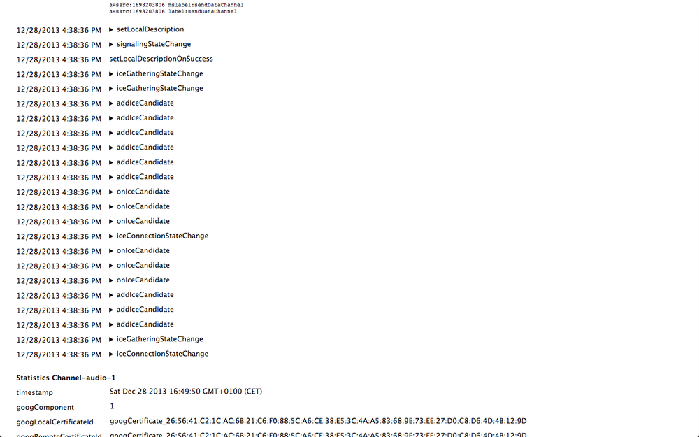Signalling state machine with ICE candidate events